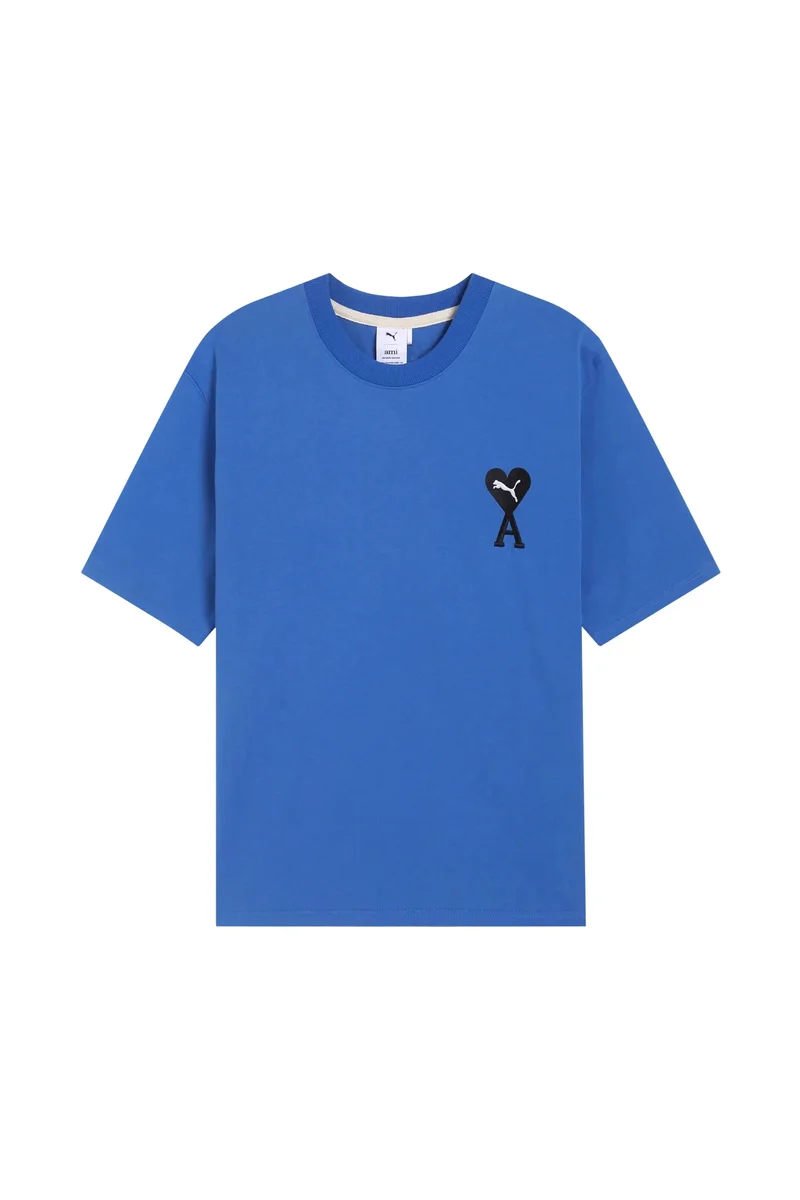 Amiri Amiri AMX Heart T-Shirt Blue Solid T-Shirt Blue - 1