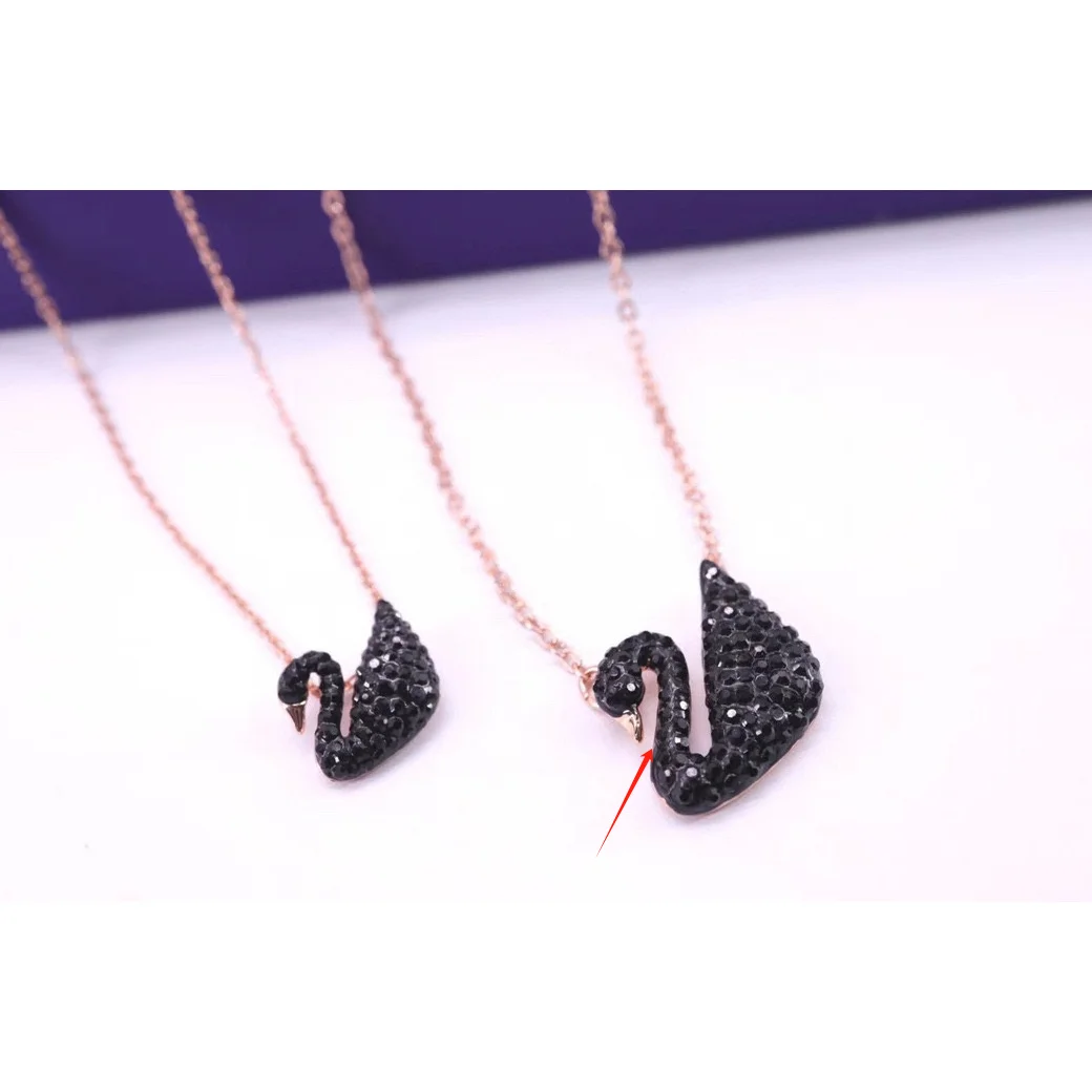 Swarovski Swarovski Swan Black Crystal Necklace Black