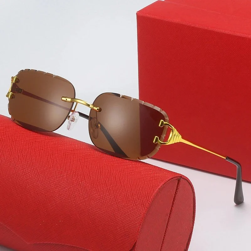 Cartier Cartier Soleil Blanc Gold Frame Brown Lens Sunglasses Gold - 1