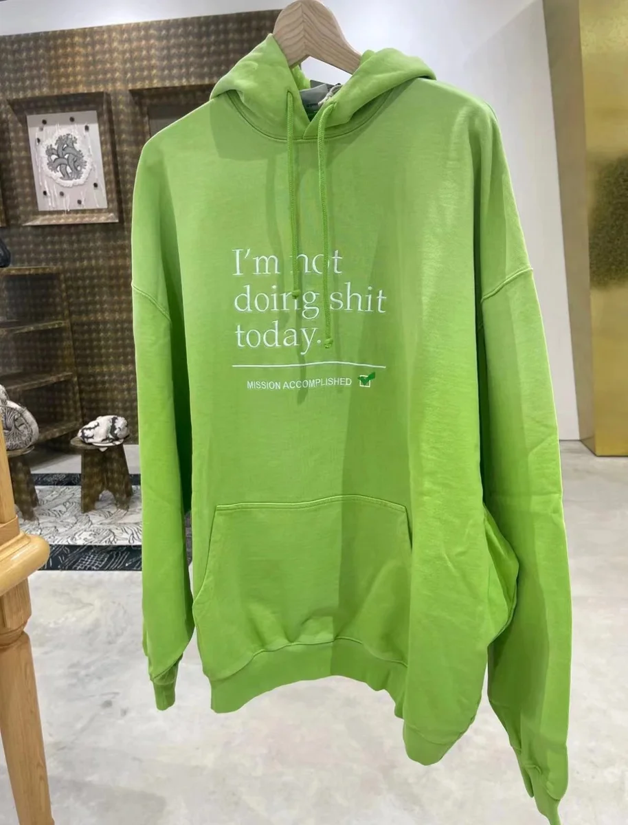 Other Oversized I'm Not Doing Shit Today Hoodie Lime Green Green - 1