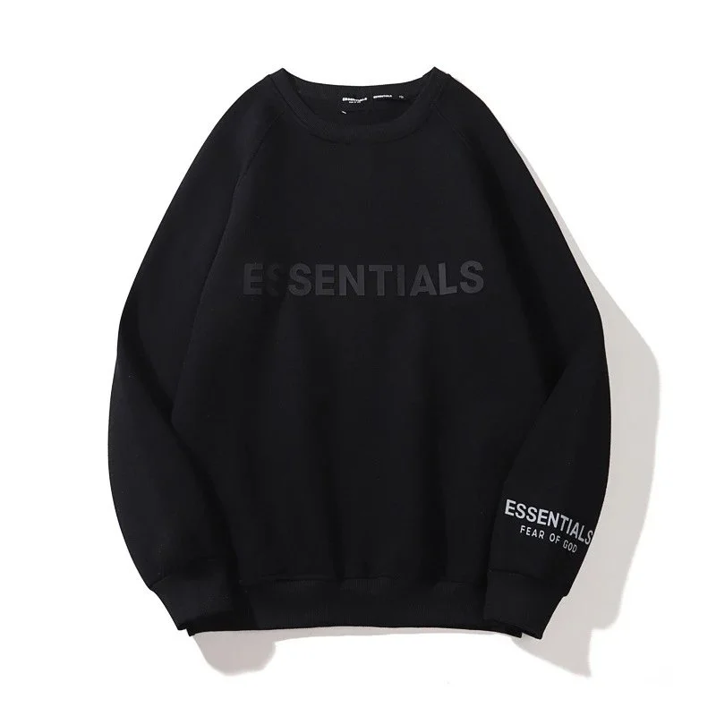 Fear of God Fear of God Essentials Black Silicone Letter Crewneck Sweatshirt Black - 1