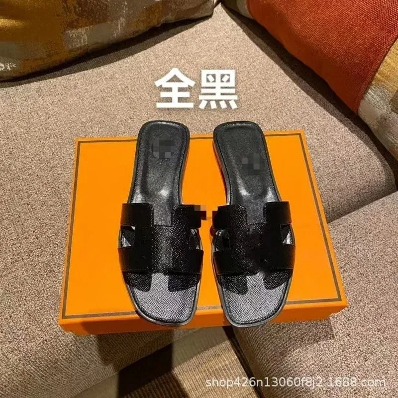 Hermès Hermès H Oran Black Slide Slippers Black