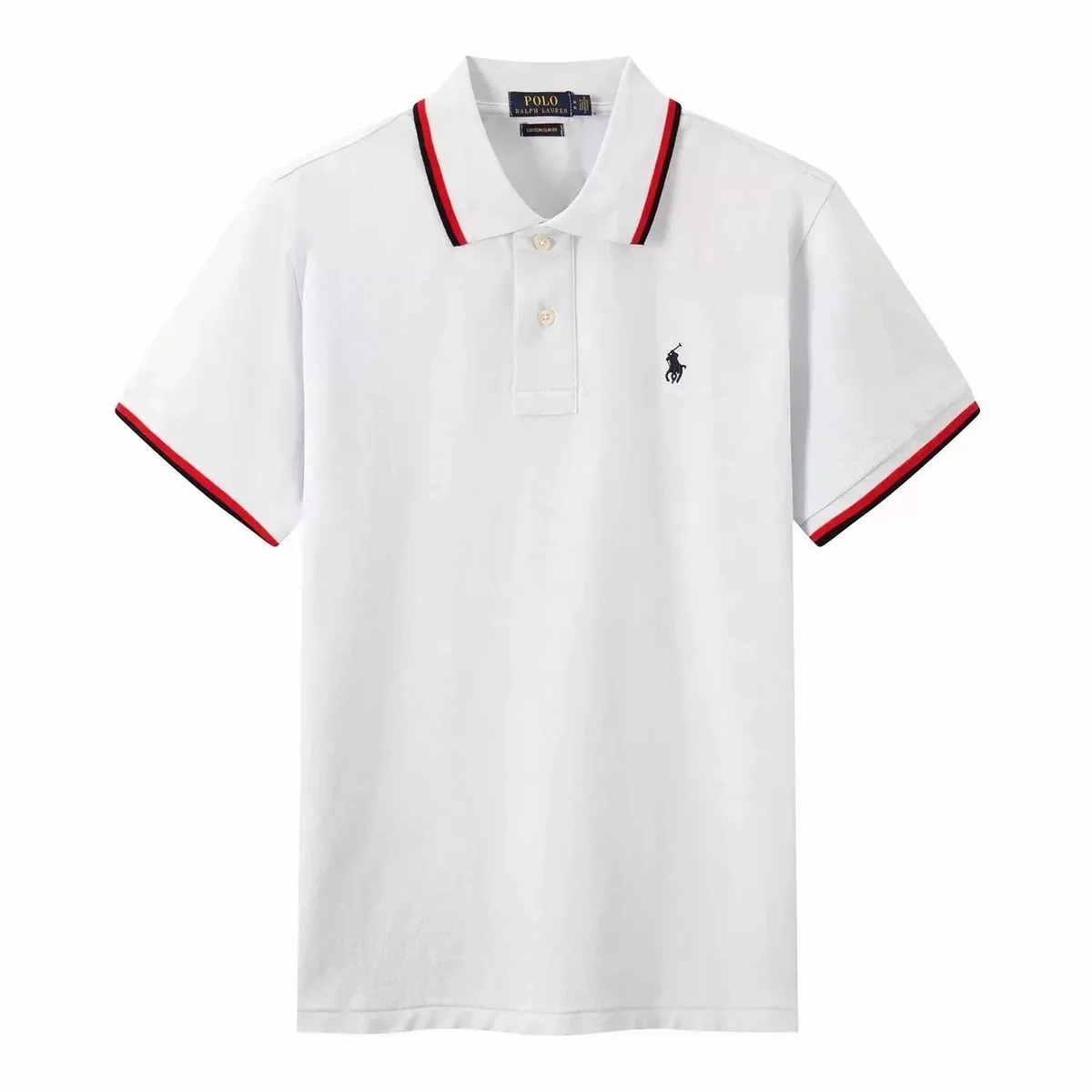 Polo Ralph Lauren Polo Ralph Lauren White Polo Shirt with Red & Black Trim White - 1