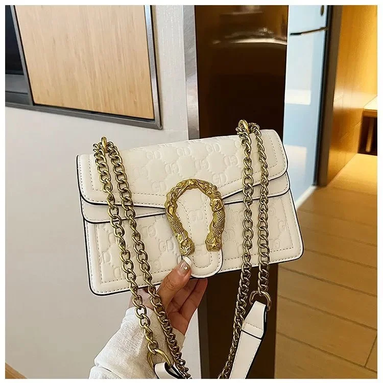 Gucci Gucci GG Marmont White Snake Buckle Crossbody Bag White - 1