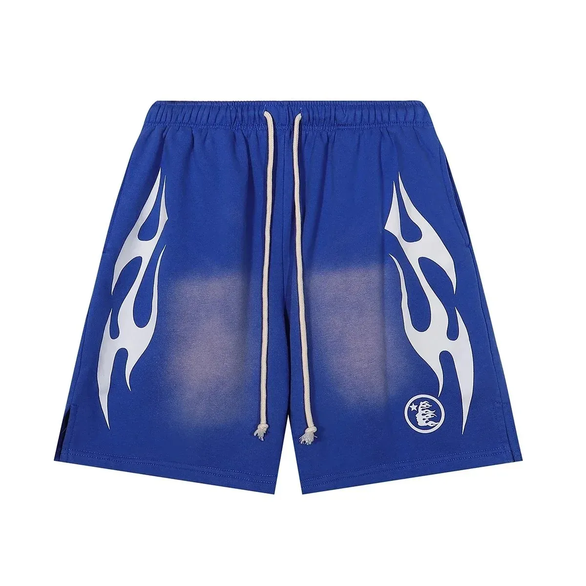 Other Blue Flame Print Shorts Casual Blue - 1
