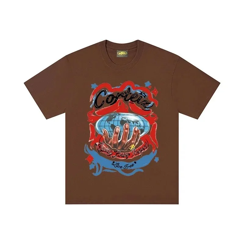 Corteiz Corteiz Daily Power Respect Live Free Brown T-Shirt Brown - 1