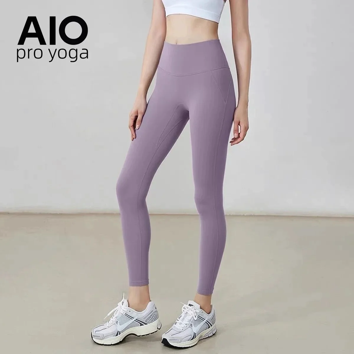 AIO pro yoga AIO pro yoga Purple Grey Leggings Yoga Pants Purple - 1
