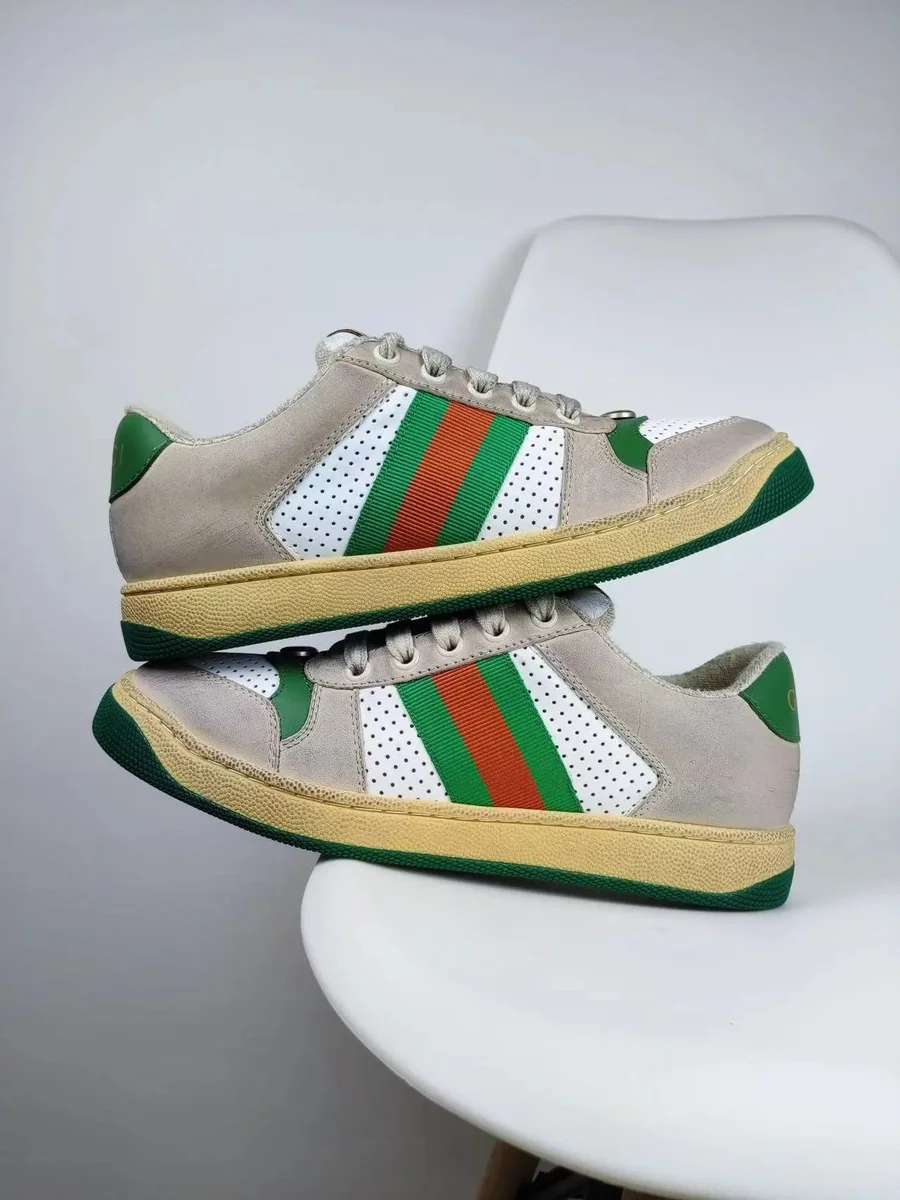 Gucci Gucci Ace Web Stripe Beige/Green Sneakers Beige - 1