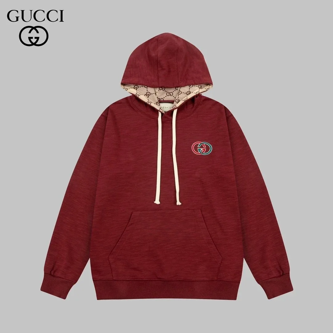 Gucci Gucci Interlocking G Burgundy Hoodie Red