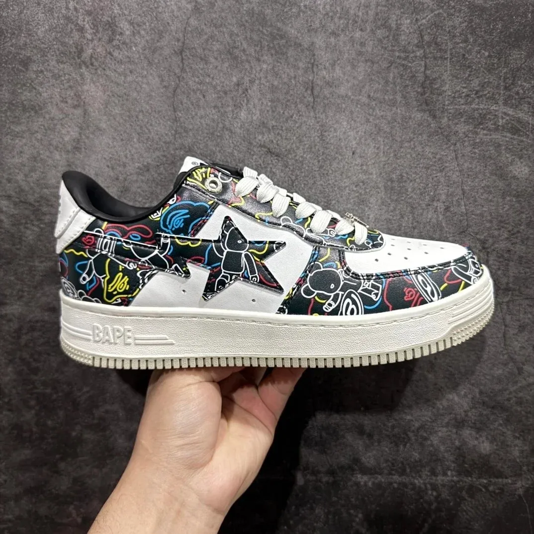 A Bathing Ape A Bathing Ape BAPE STA Graffiti Black and White Sneakers Black - 1
