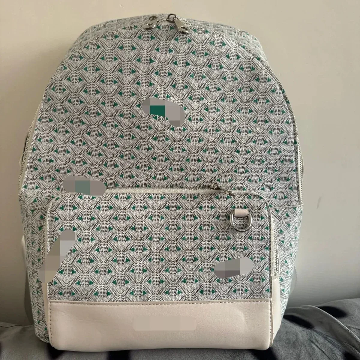 Other Patterned Backpack with Green Accents Cream - 1
