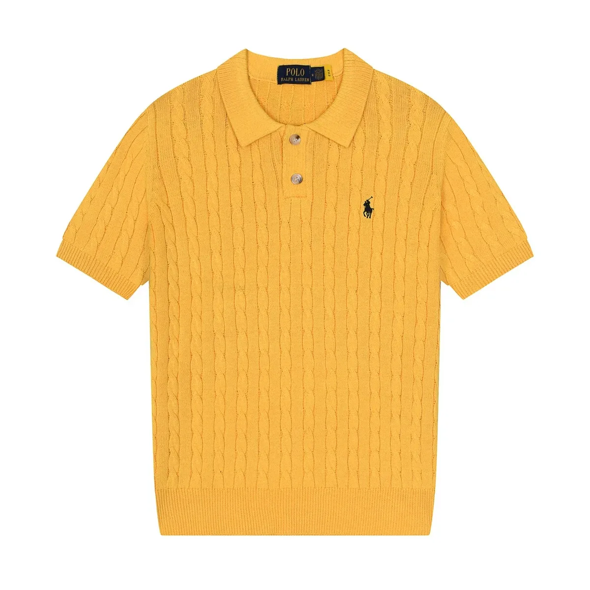 Polo Ralph Lauren Polo Ralph Lauren Cable Knit Polo Shirt Yellow Yellow - 1
