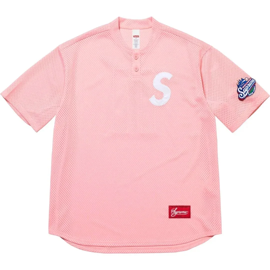 Supreme Supreme Pink S Logo Baseball Jersey Pink - 1