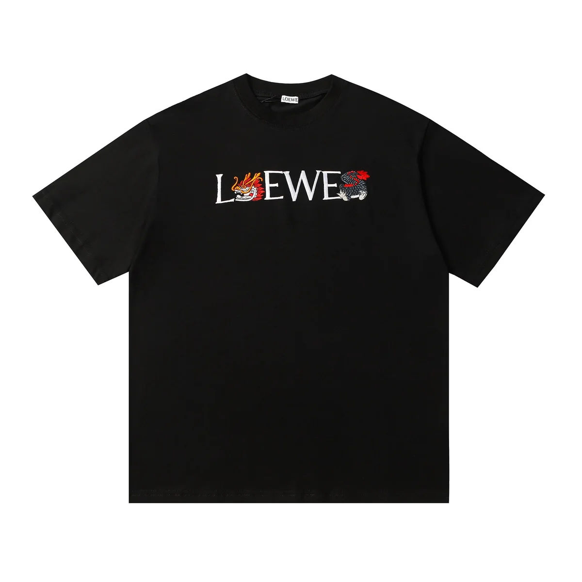 Loewe Loewe Anagram Dragon Embroidery Black T-Shirt Black
