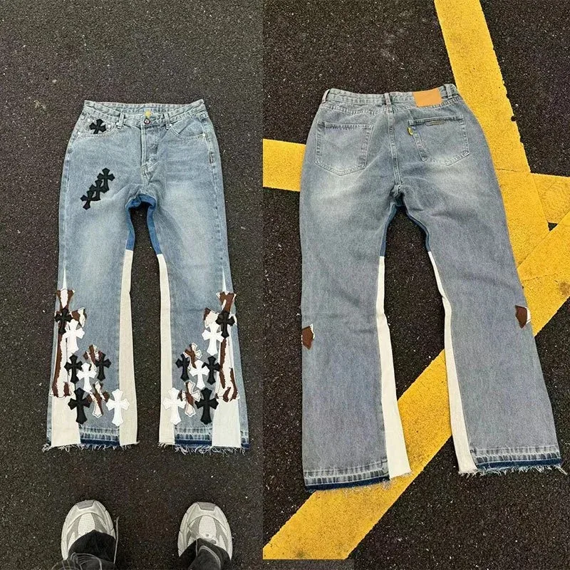 Chrome Hearts Chrome Hearts Cross Embroidered Denim Jeans Blue - 1