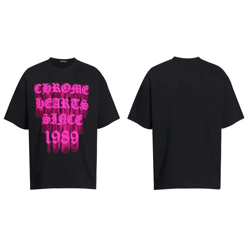 Chrome Hearts Chrome Hearts CH Cross Black T-Shirt with Pink Graphic Black - 1