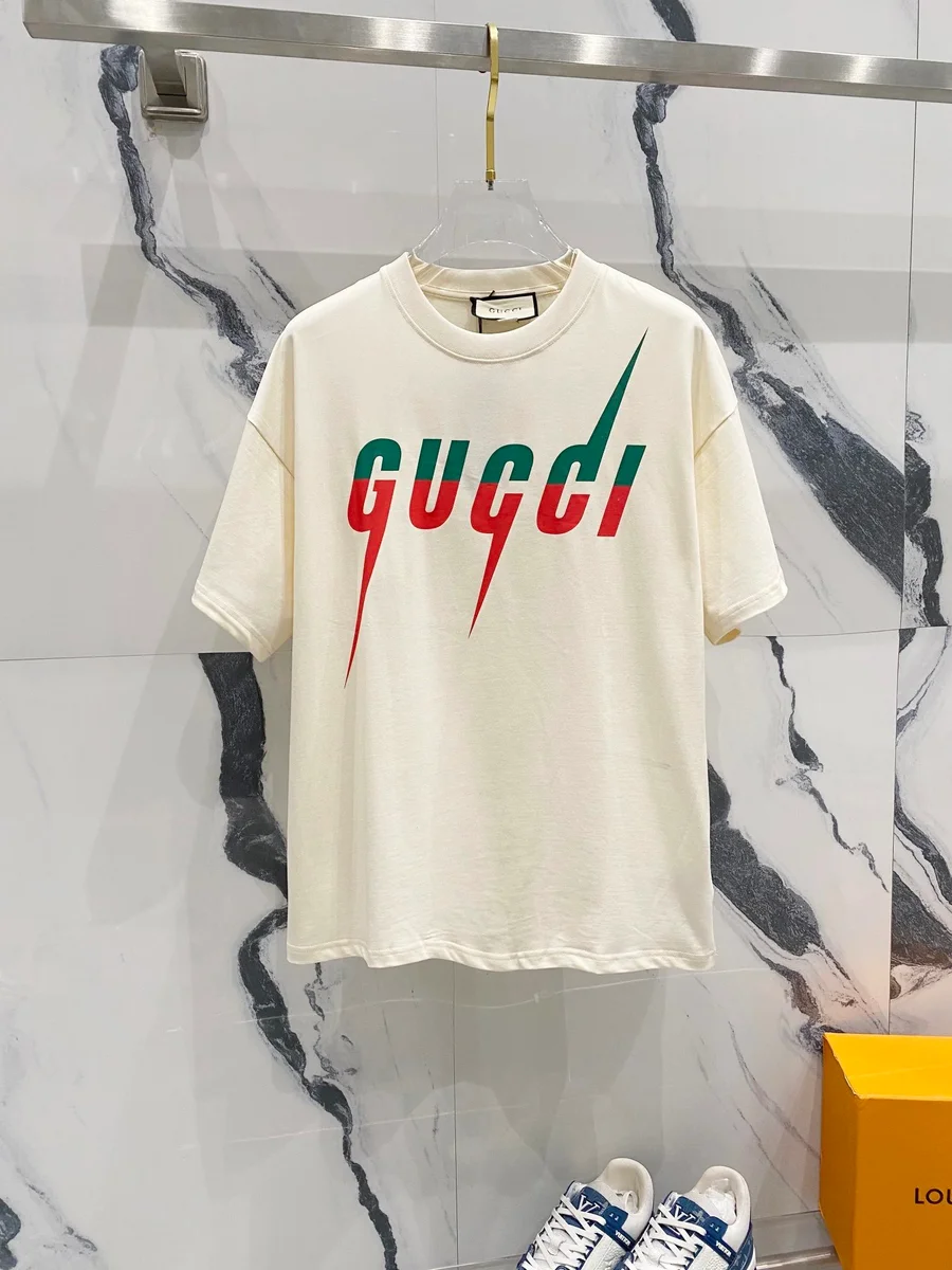 Gucci Gucci Cream/Green-Red Logo T-Shirt Cream