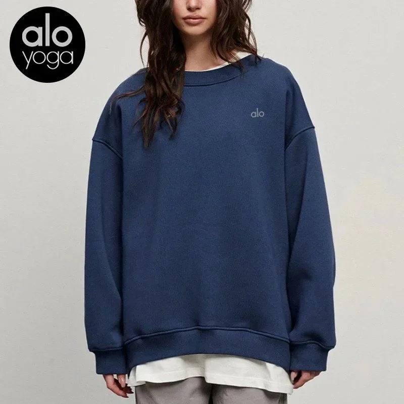Alo Yoga Alo Yoga Oversized Crewneck Sweatshirt in Navy Navy - 1