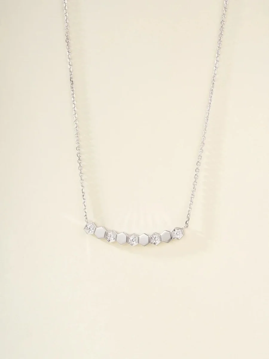 Other Silver Honeycomb Diamond Necklace Silver - 1