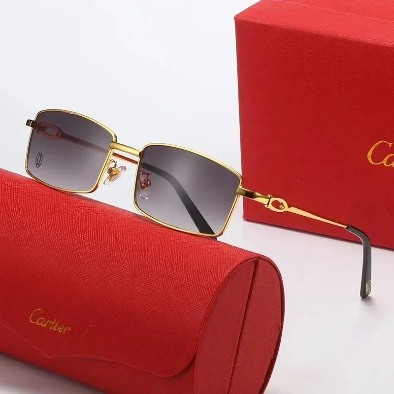 Cartier Cartier Soleil Blanc Rectangle Sunglasses Gold/Smoke Gold - 1