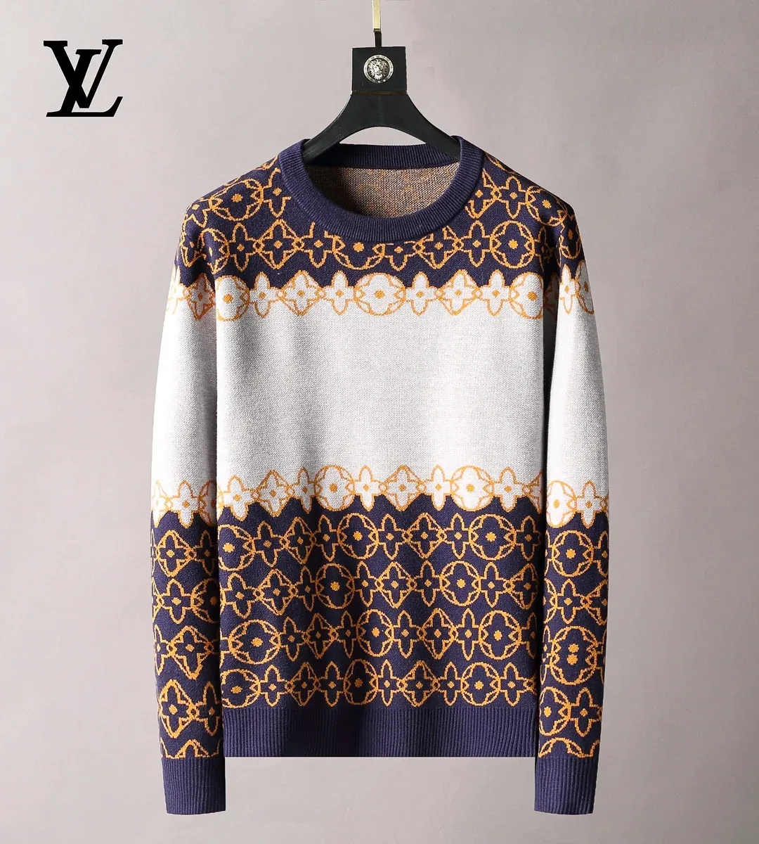 Louis Vuitton Louis Vuitton Monogram Navy/White/Gold Knit Sweater Navy