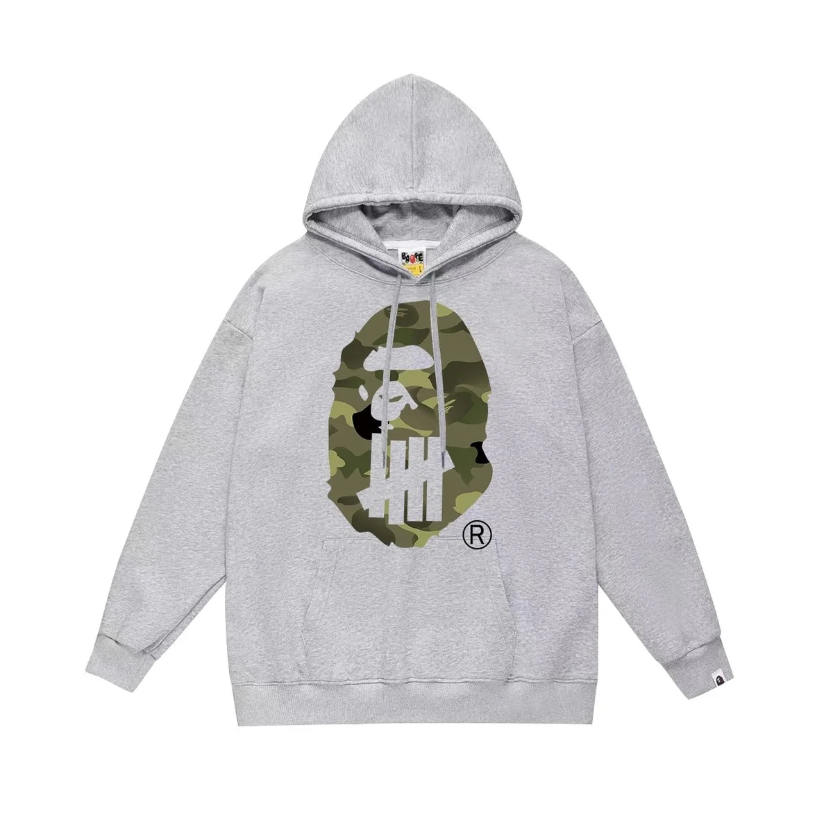 A Bathing Ape BAPE ABC Camo Heather Grey Camo Ape Head Hoodie Grey - 1