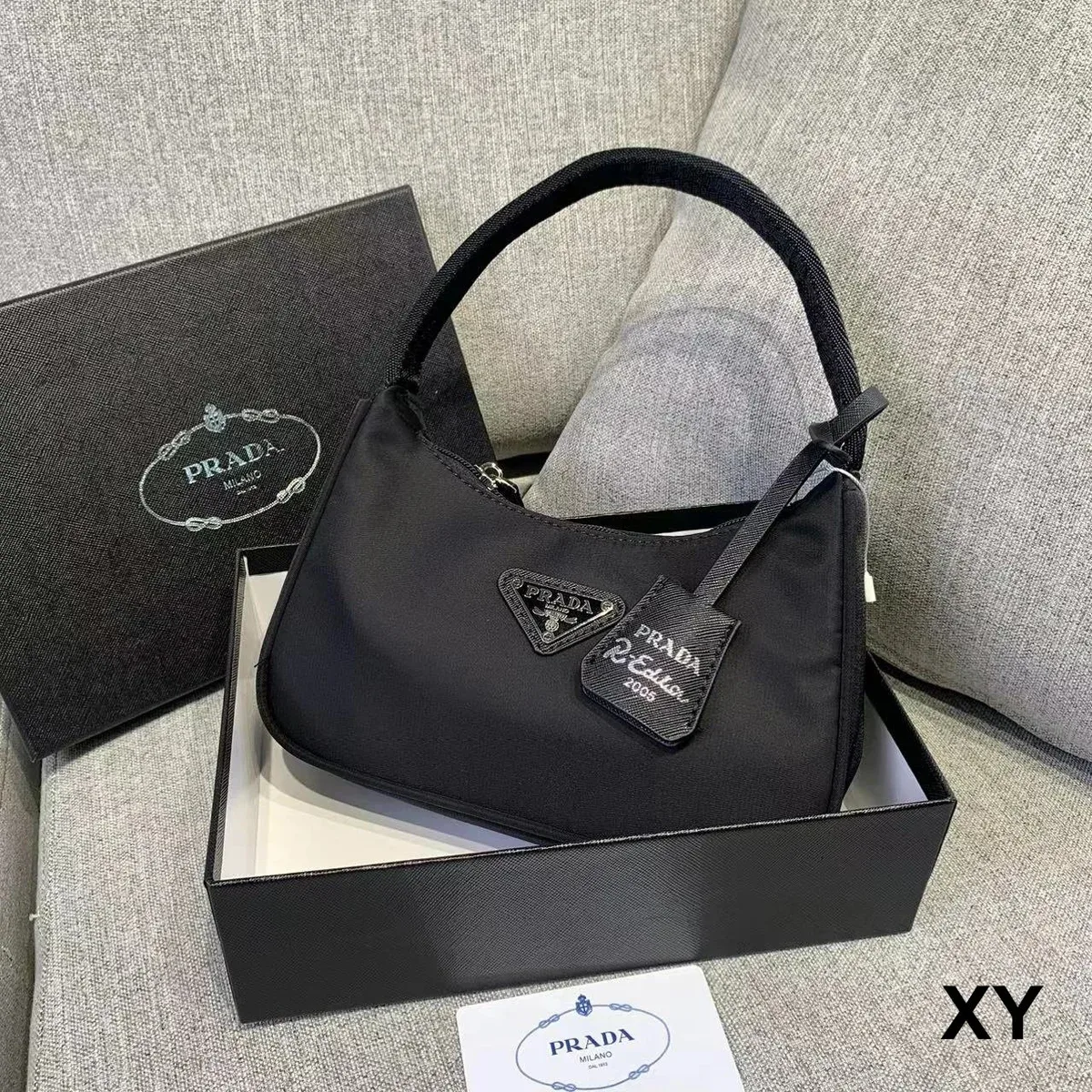 Prada Prada Re-Edition 3351-5 Black Shoulder Bag Black