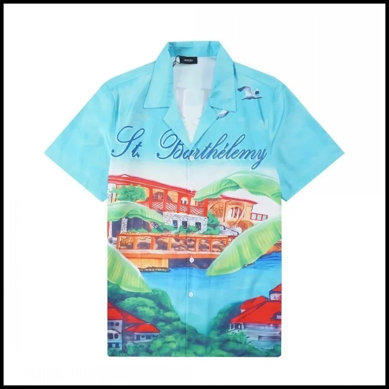 Amiri Amiri St. Barthélemy Tropical Print Shirt Blue Blue - 1