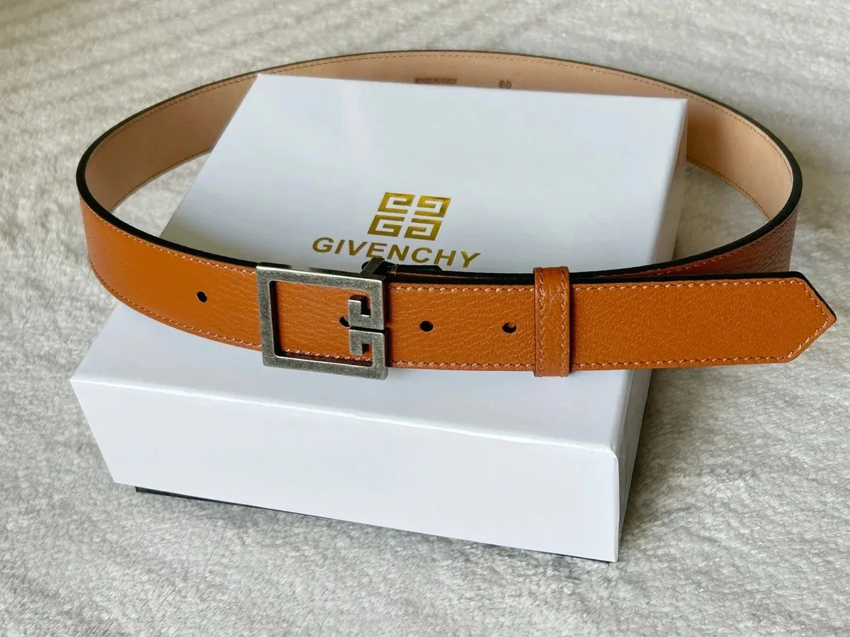 Givenchy Givenchy Tan Leather Belt with Silver Buckle Brown - 1