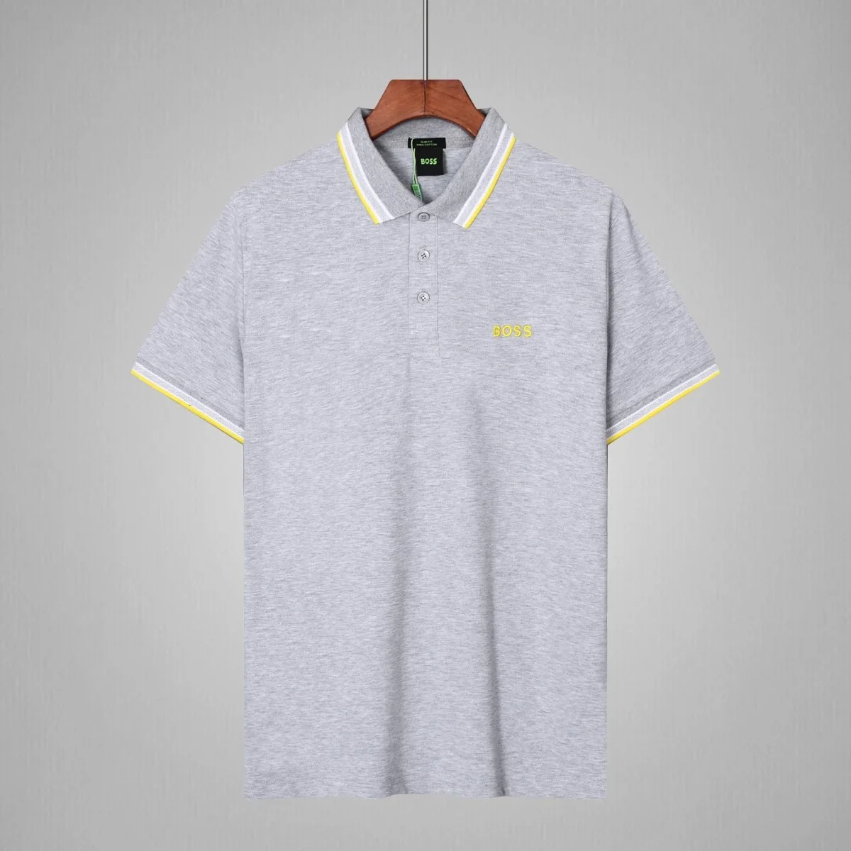 Hugo Boss Hugo Boss Grey with Yellow Trim Polo Shirt Grey - 1