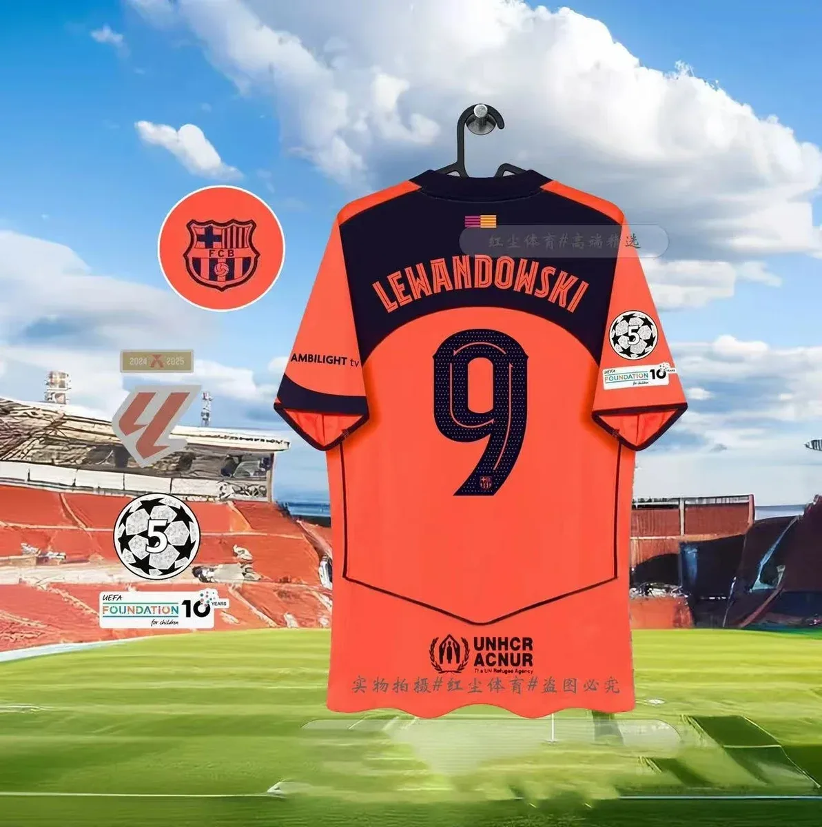 Nike Nike FC Barcelona Away Jersey 'Lewandowski 9' Soccer Shirt Orange - 1