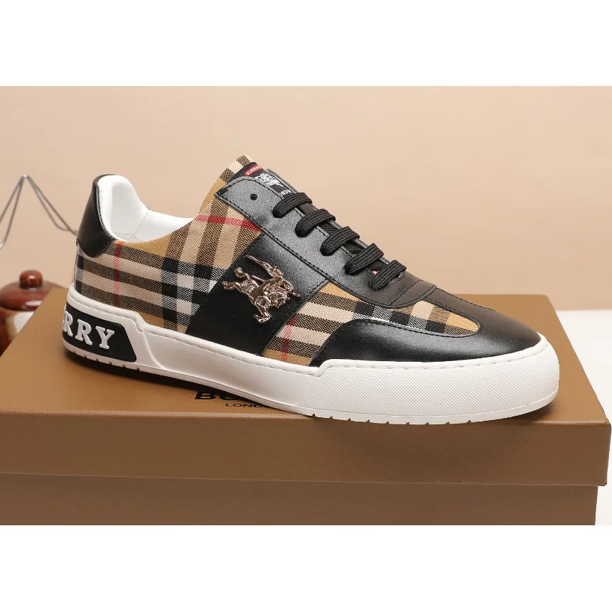 Burberry Burberry Classic Check Horse Motif Sneakers Black/Beige Black - 1