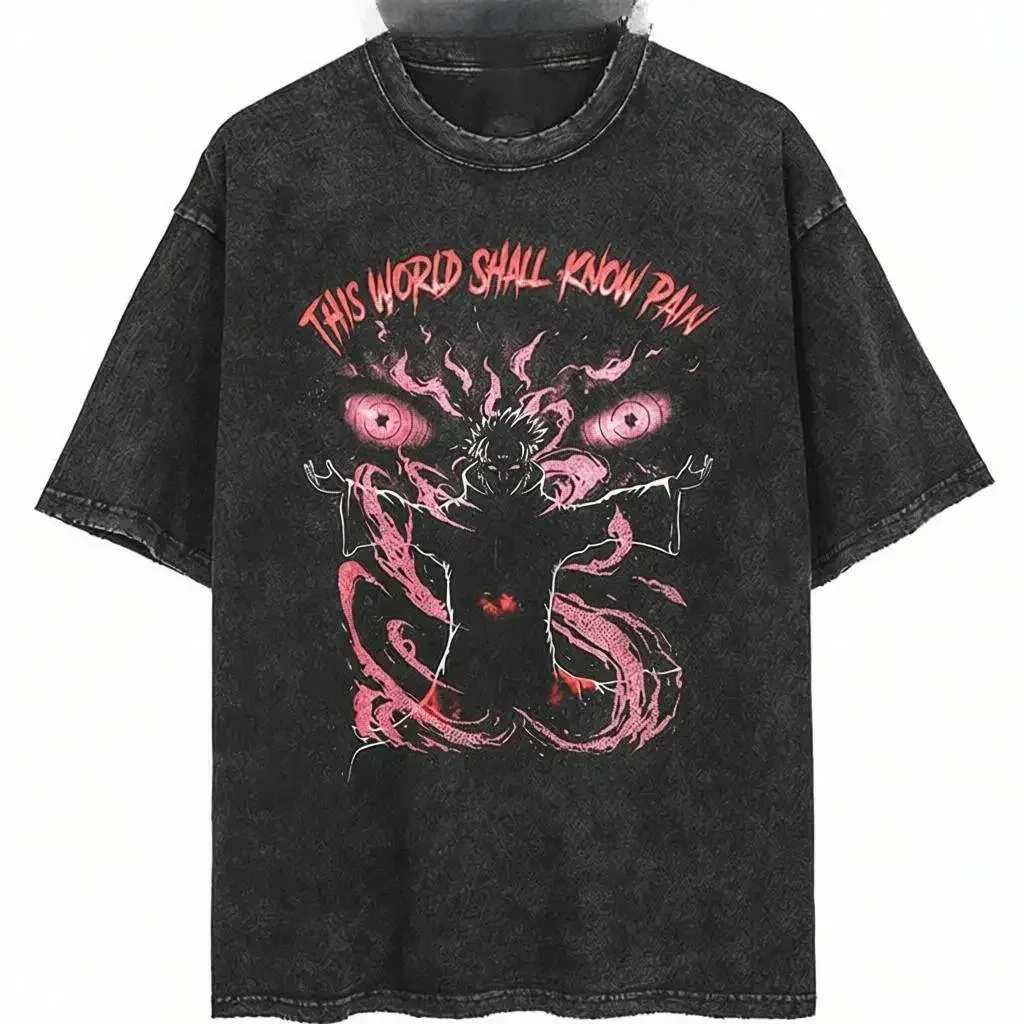 Other Unisex Vintage Black 'This World Shall Know Pain' T-Shirt Black - 1