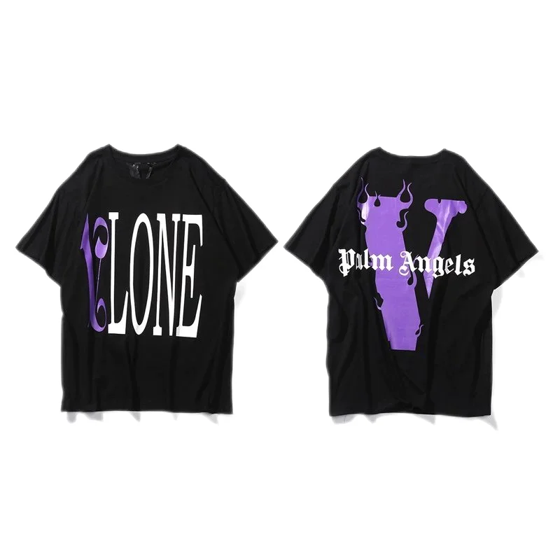 Palm Angels Palm Angels V LONE T-Shirt Black/Purple Black - 1