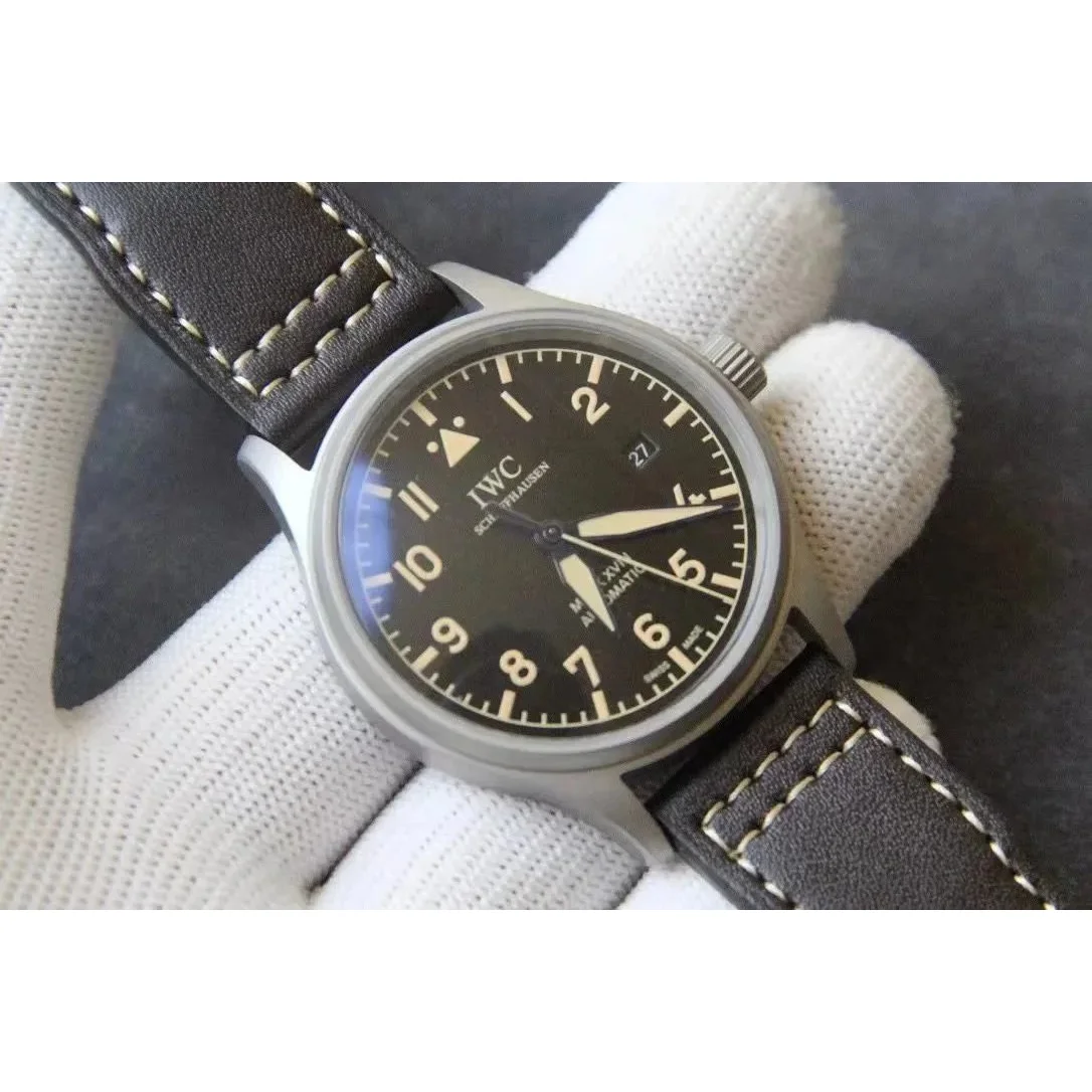 IWC Schaffhausen IWC Mark XV Black Dial Leather Strap Watch Black