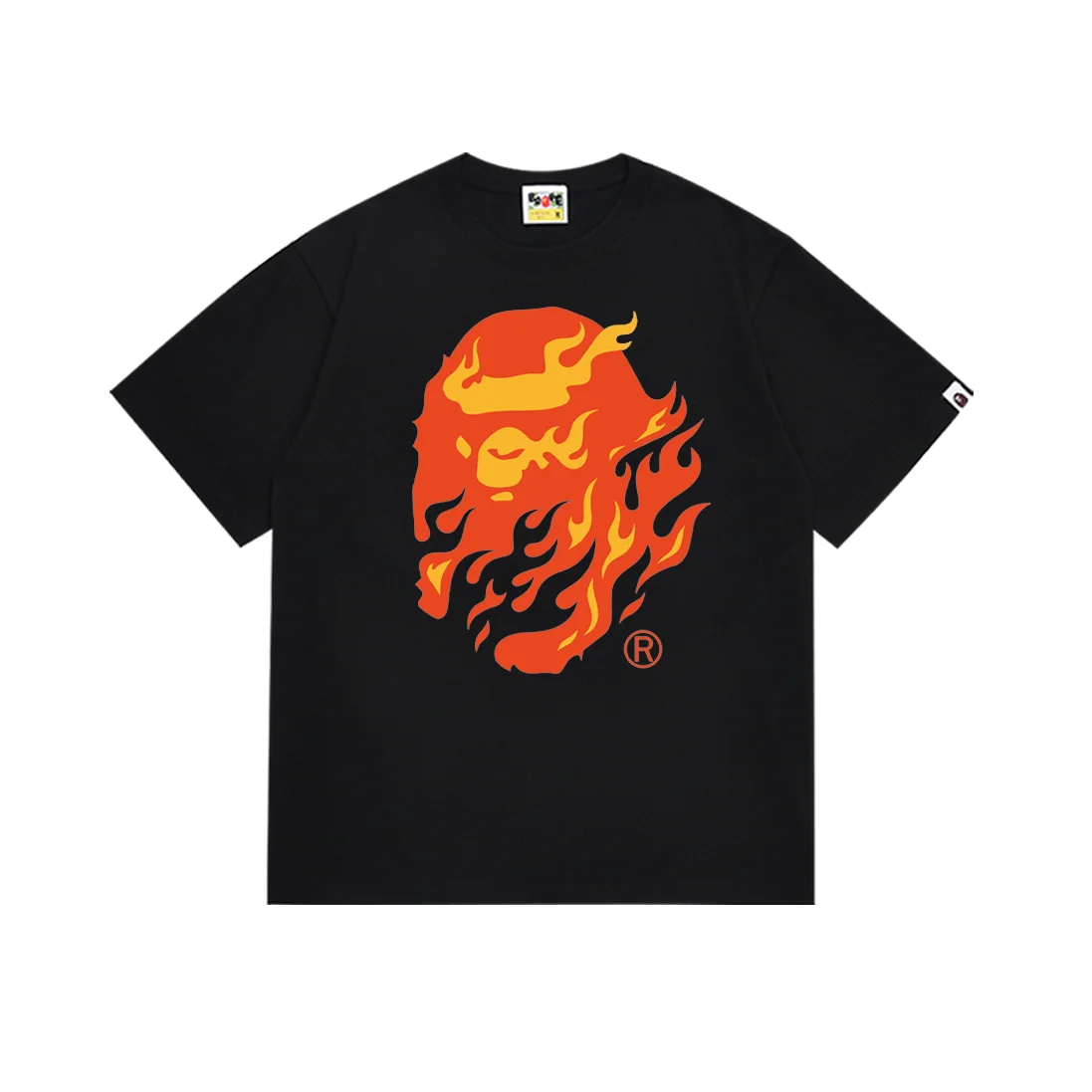 A Bathing Ape A Bathing Ape BAPE STA Flame Head Black T-Shirt Black - 1