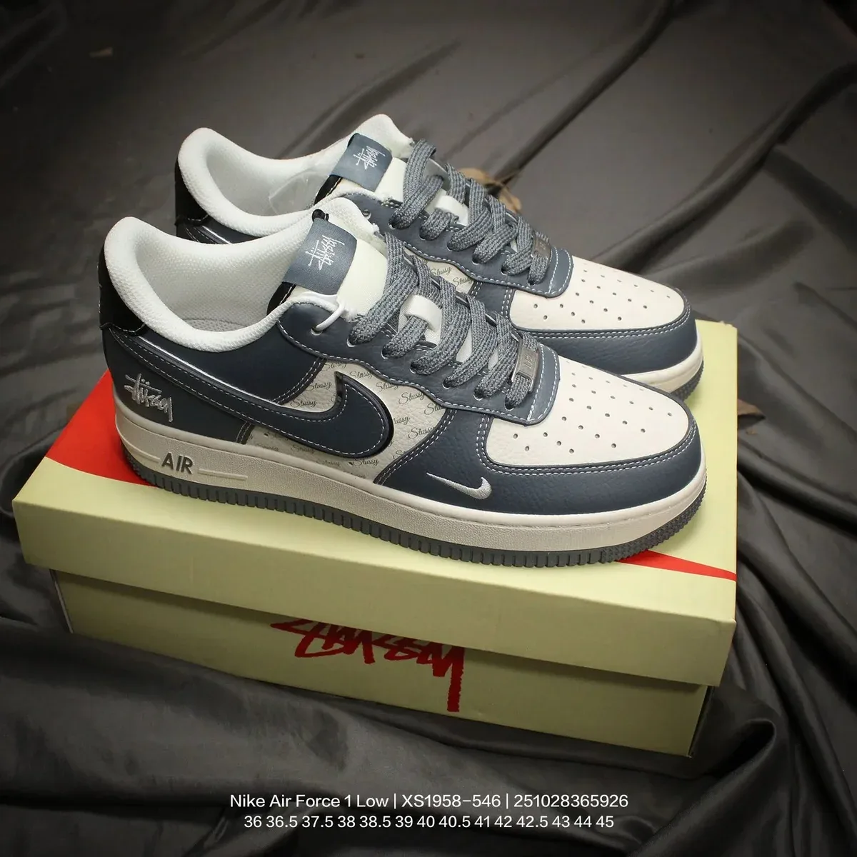 Nike Nike Air Force 1 Low Stussy Navy/White Sneakers Navy - 1