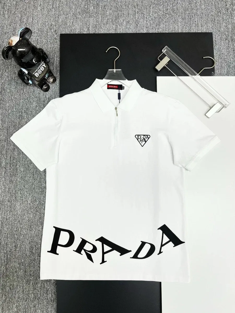 Prada Prada White Logo Print Polo Shirt White - 1