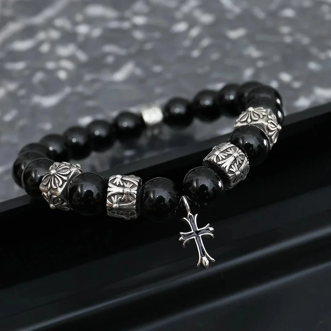 Chrome Hearts Chrome Hearts CH Cross Black Bead Bracelet Black - 1