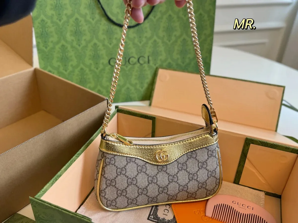 Gucci Gucci GG Supreme Mini Shoulder Bag Beige/Gold Beige - 1