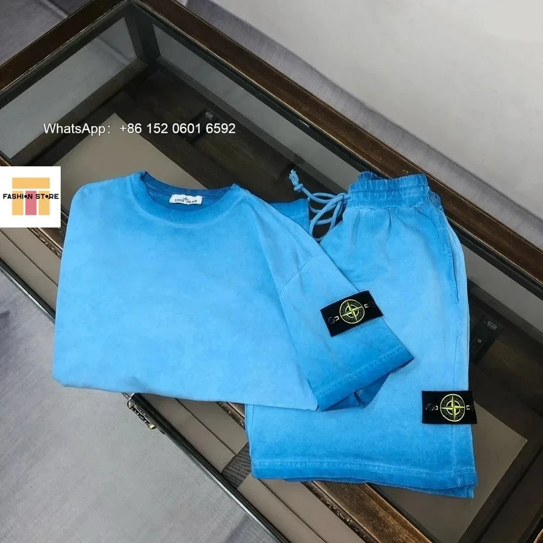 Stone Island Stone Island Blue Co-ord Set T-Shirt and Shorts Blue