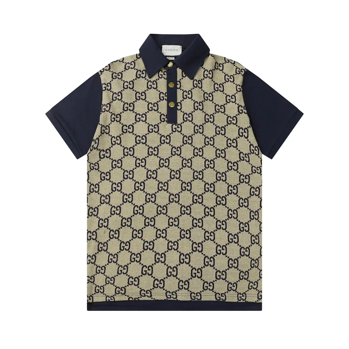 Gucci Gucci GG Monogram Polo Shirt Beige/Navy Beige - 1