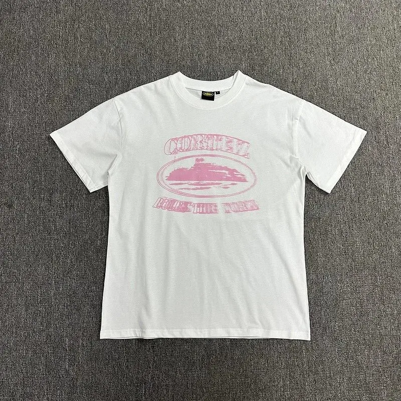 Other Unisex White Pink Print T-Shirt White - 1