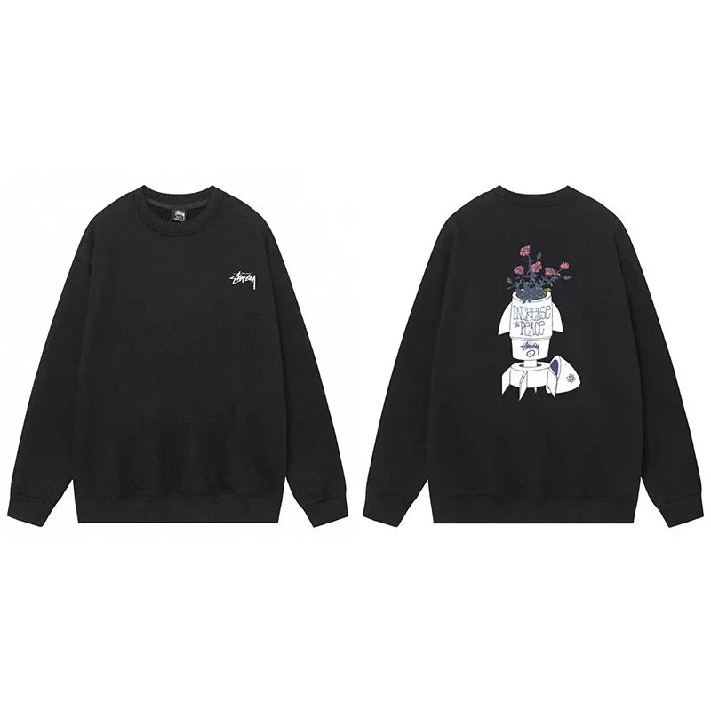 Stussy Stussy Stüssy Black Rocket Print Crewneck Sweatshirt Black - 1