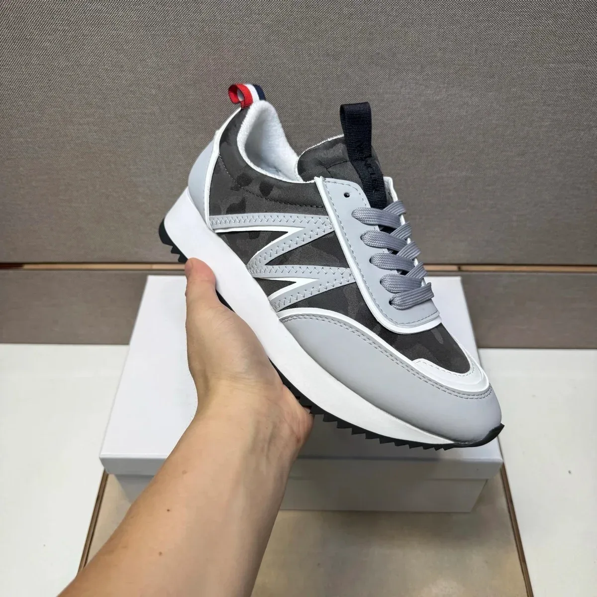 Other Unisex Grey Camo & Leather Sneakers Grey - 1