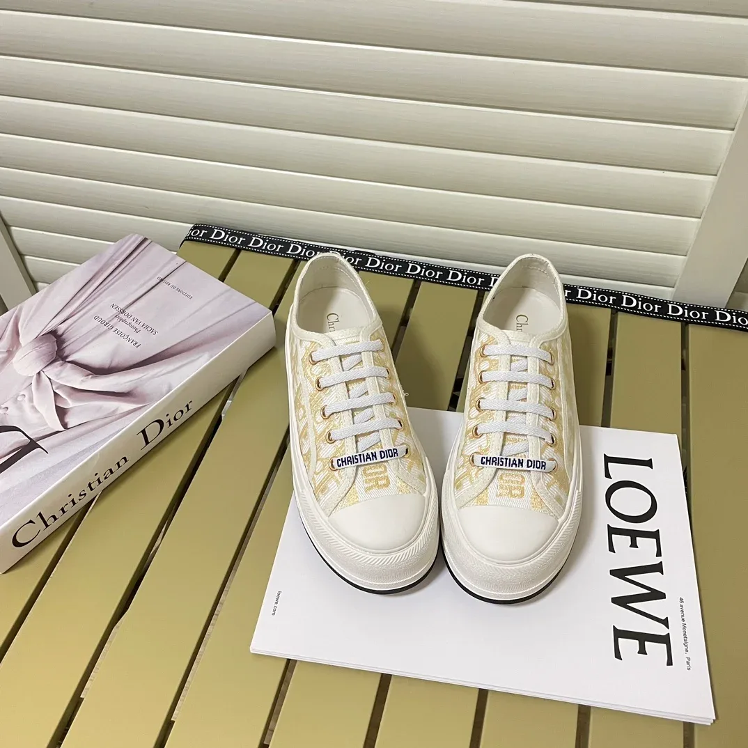 Dior Dior Lady Dior White & Gold Sneakers White - 1