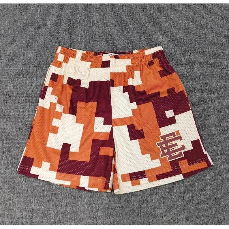 Other Unisex Pixel Camo Basketball Shorts Orange - 1