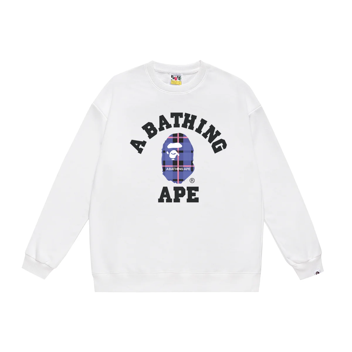 A Bathing Ape BAPE College Ape White Crewneck Sweatshirt White - 1