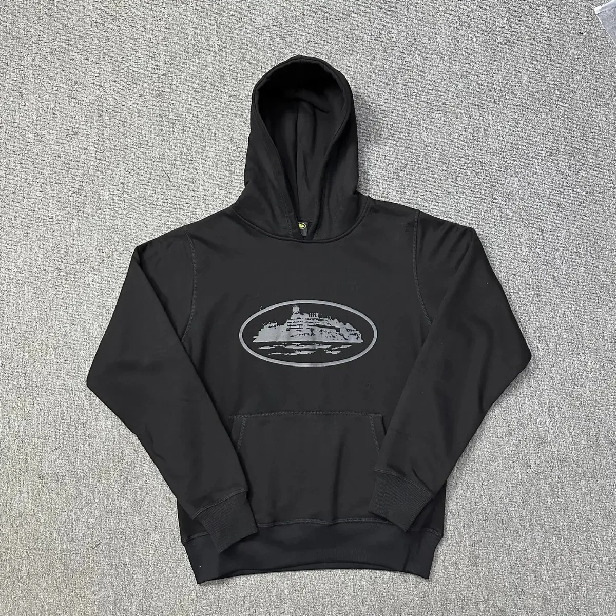 Other Black Hoodie with Oval Graphic Pullover Black - 1