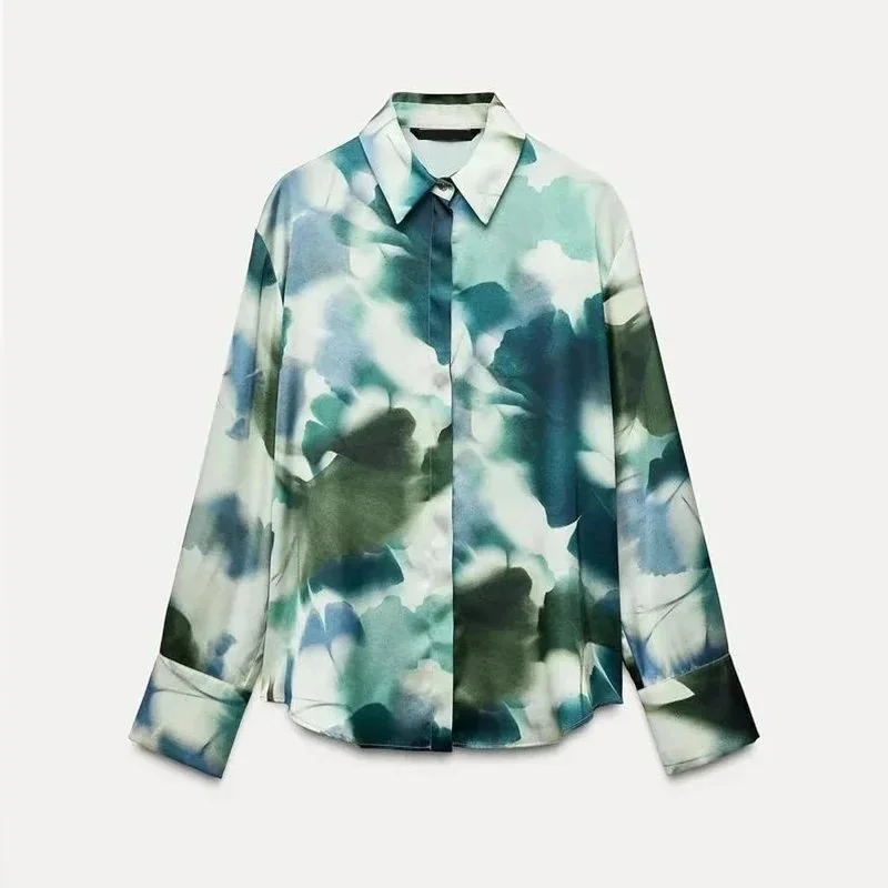 Other Green Floral Print Button-Up Shirt Green - 1